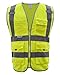 Fangfang High Visibility Safety Vest 4 Pockets Class 2 High Visibility Zipper Front Safety Vest With Reflective Strips, 2 Bonus Reflective Bands Included, Neon Yellow Meets ANSI/ISEA Standards (M)