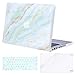 MOSISO Compatible with MacBook Pro 13 inch Case with CD-ROM (Model: A1278, Old Version Release 2012-2008), Plastic Pattern Hard Shell Case & Keyboard Cover & Screen Protector, White Green Marble