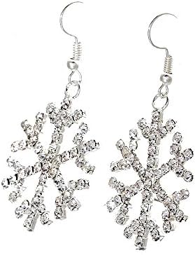 Gorgeous Large Silver Plated Crystal Snowflake Drop Earrings