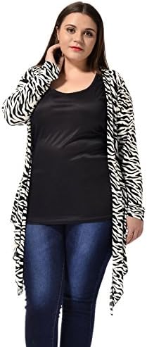 Kaia Women's Plus Size Zebra Prints Open Front Drape Cardigan Christmas