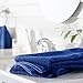 Amazon Basics 6 Piece hand towels for bathroom, Fade Resistant 100% Cotton Hand Towels, soft absorbent bathroom hand towels 6 - Pack (26''x16''), Navy Blue