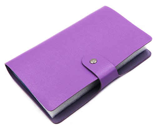 DEEZOMO PU Leather Business Card/Credit Card Organizer Book - 156 Cards - Purple