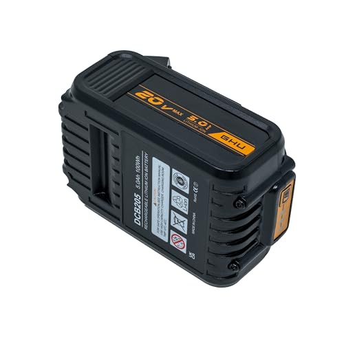GHU Batería de Repuesto 20V 5.0Ah Compatible con DeWalt 20V MAX DCB201 DCB203 DCB204 DCB205 DCB206 DCB207 para Herramientas Inalámbricas de Litio