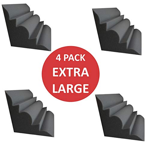 XL Bass traps for punchy warm sound in your room 12" x 12" x 12" (4 PACK) - ROOMSONIC acoustic foam bass trap corner