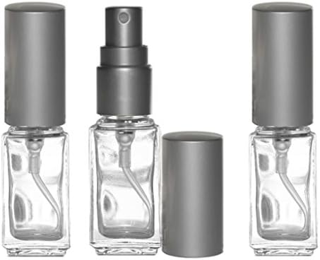 Riverrun Perfume/Cologne Atomizer Empty Refillable Glass Bottle Fine Mist Sprayer 1/6 oz 5ml (Set of 10 - Matte Silver)