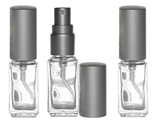 Riverrun Perfume/Cologne Atomizer Empty Refillable Glass Bottle Fine Mist Sprayer 1/6 oz 5ml (Set of 10 - Matte Silver)