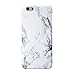 EVERMARKET(TM) White Marble Pattern Soft Rubber TPU Case Cover and 1 Clear Screen Protector for Apple iPhone 5 5S