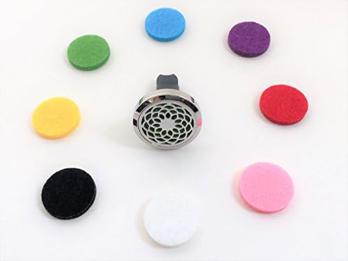 Car Diffuser - Aromatherapy Diffuser - Fivefold Fox - Essential Oil Diffuser 30mm - Openwork Stainless Steel Locket - Eight colored felt pads included