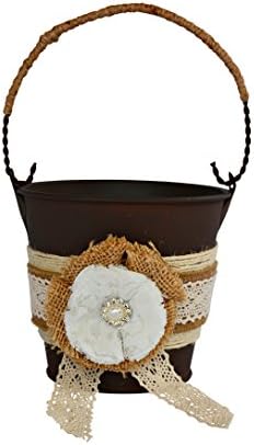Rustic Country Wedding Burlap Jute Lace Flower Girl Basket Bridal Shower Gift