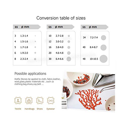 Dowarm 1440 Pieces Crystal Clear Hotfix Crystals, Hot Fix Rhinestones for Crafts Clothing, Flatback Glass Gems for Dance Costumes (SS6, White Clear Crystal) - Thumbnail 3