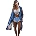 Perman Women Boho Printed Chiffon Shawl Long Kimono Cardigan Cover up Blouse