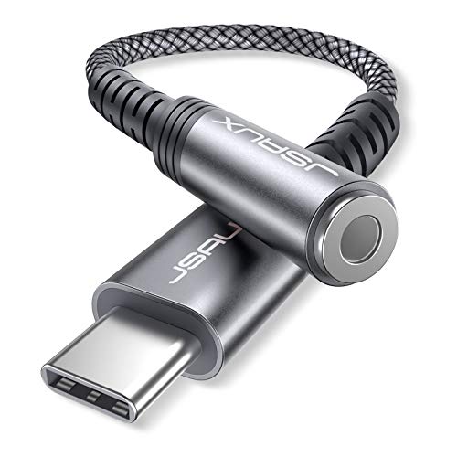 USB Type C to 3.5mm Female Headphone Jack Adapter, JSAUX USB C to Aux Audio Dongle Cable Cord Compatible with Pixel 4 3 2 XL, Samsung Galaxy S20 Ultra Z Flip S20+ Note 20 10 S10 S9 Plus iPad Pro(Grey)