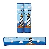 Seaside Nautical Black and White Lighthouse Appliance Handle Covers - Set of 3, Blue