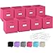 Royexe Fabric Storage Cubes for Cube Storage Organizer - 8 Pack Heavy Duty Storage Bins With Labels - 11 Inch Cube Storage Bin (Pink)