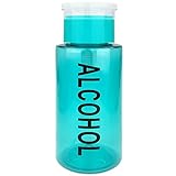 PANA 7 Oz TEAL Alcohol Labeled Liquid Push Down Pump Dispenser Bottle with Flip Top Cap