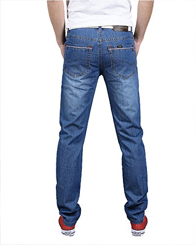 Men's Slim Jeans Bull Puncher Straight Legged Pants Youth Leisure Trousers