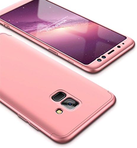 Samsung Galaxy A8 2018 Case Rose gold 360° Protective Cover PC Hard Shell Anti-Shock Shockproof Full Body Protective Anti-Scratch Bumper 360 Degree Full-Cover Case Matte Protection Case 3 in 1