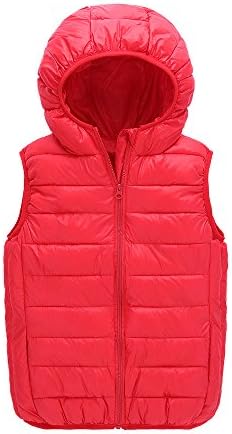 CNMUDONSI Kids Boy's and Girl's Winter Spring Cotton Vest Hooded Lightweight Sleeveless Jacket Waistcoat