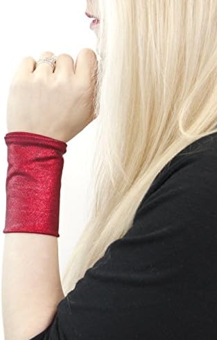 Metallic Stretch Fabric Wrist Cuff Bracelet (Red)