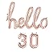 30th Birthday Rose Gold Hello 30 Cake Topper Script Letter Balloons Decorations Backdrop Decor For Her with Hello Thirty Birthday Party