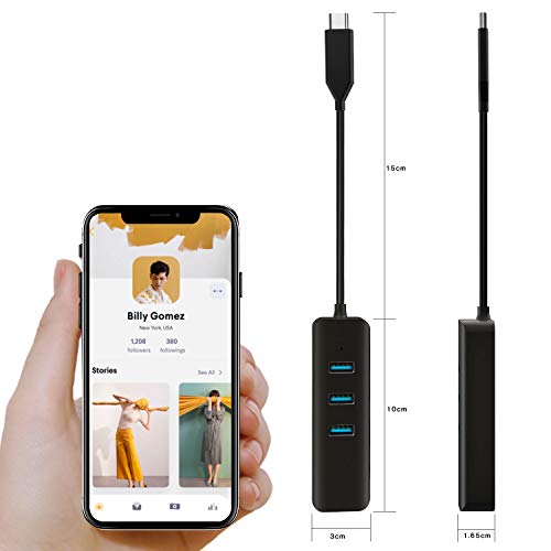 KEXIN HUB USB Type C vers 3 Ports USB 3.0 et Adaptateur Réseau Gigabit Ethernet RJ45, 4 en 1 Adaptateur Multiports, HUB USB C Compatible pour Chromebook Pixel, Huawei Matebook, Dell XPS, etc.