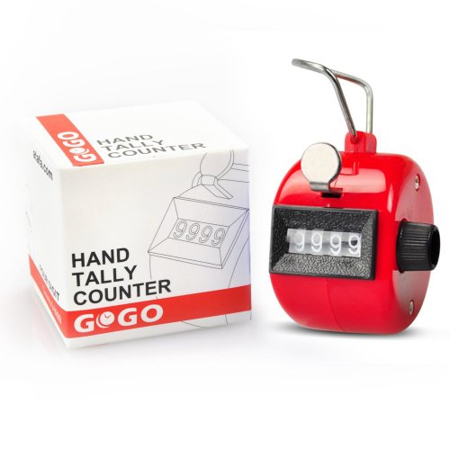 GOGO Plastic Counter, ABS Hand Counter Clicker, 4 Digit Plastic Tally Counter, Black & Red