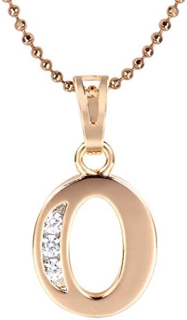 Romantic Time Element 18k Rose Gold Plated Letter Name Zirconia Jewelry Set, Necklace, Earrings (single O)