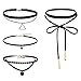 FIBO STEEL Leather Chain Necklace for Women Girls Choker Tassel Necklace Velvet 4PCS