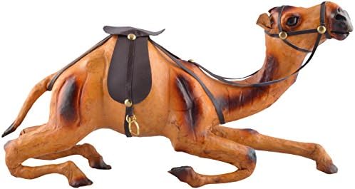 Pure Leather Sitting Camel Figurine (36 cm x 11 cm x 20 cm, Brown)
