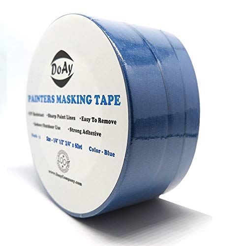 Blue Painters Tape 1/4" 1/2" 3/4" x 60 yd, Multi Size Pack - Painting & Masking Tape - Easy and Clean Removal - Multi Surface Use - ISO 9001 Worldwide Quality - Leaves No Residue Behind
