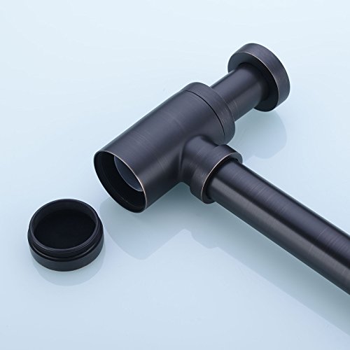Brass Round Bottle P Trap, Basin Sink Waste Trap Drain Tube Kit Adjustable Height, Oil Rubbed Bronze Finished