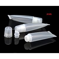 Ewandastore 50PCS 10ml Empty Tubes Lip Gloss Balm Clear Cosmetic Mini Containers with Bevel Stoppers