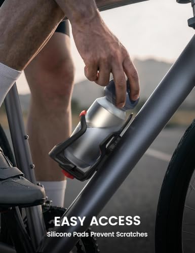 Lamicall Bike Water Bottle Holder - Extra-Wide Adjustable (55-85mm) Water Bottle Holder with Anti-Theft Tracker Slot, One-Handed Operation Motorcycles Bicycle Cup Holder for 20-34mm Handlebar & Frame
