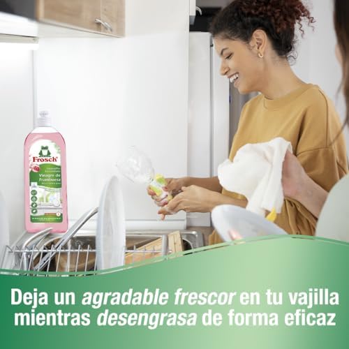 - Lavavajillas a Mano Líquido Concentrado Ecológico Vinagre de Frambuesa, Extra Desengrasante y eficacia - Pack de 10 Unidades x 750 ml