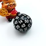 Bescon Fifty-Sided Die, 50 Sided Cube, 50 Sides Dice, 50-Sided D50 30mm Large Gaming Dice - Black Opaque Color with White Numbers