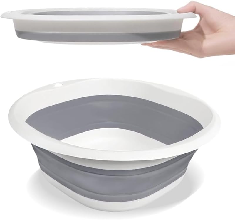 haoyuan 5L Collapsible Washing Up Bowl Folding Hand Wash Basin Grey