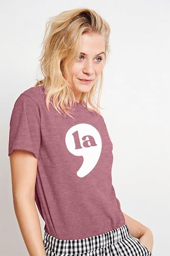 COMMA SHIRT WOMEN RETRO AMERICA T-SHIRT CASUAL SHORT SLEEVE TOPS PINK