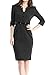 Jusfitsu Women's Vintage V-Neck 3/4 Sleeve Belt Business Pencil Dress