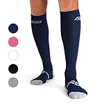 Plus Size Compression Socks 4 Wide Calf, Big and Tall, Men & Women 15-20 mmHg Reduce Pain Swelling. Maternity Nurse Travel Diabetic & Medical (WF MED, NAVY)