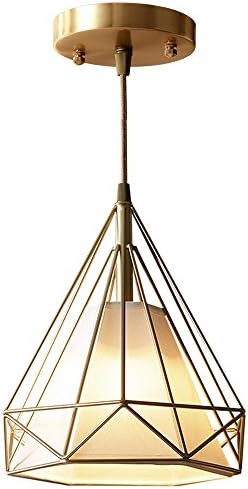 Upidlighting Retro Vintage Industrial Loft Metal Chandelier Ceiling Pendant Light,Black Iron Basket Cage Hanging Lamp, Brushed Brass Lamp Hanging Fixture