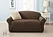 Home Fashion Designs Form Fit, Slip Resistant, Stylish Furniture Shield/Protector with Cable Knit Fabric. Darla Collection Platinum Strapless Slipcover Brand. (Loveseat, Chocolate)