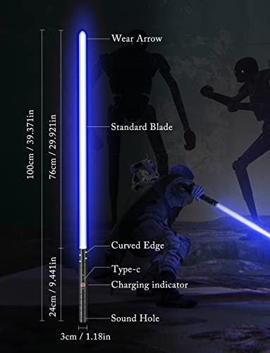 jvmusaber Lightsaber-Toy Fx-Saber Dueling-Force RGB-Sword - Type-C Rechargeable Metal Hilt Force Fx Dueling Light Saber 15 Colors Real Lightsaber for Adults Metal Hilt Three Sound Mode (Black)