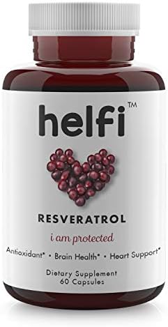 Resveratrol - Maximum Strength Trans-Resveratrol Supplement - Pure Extract Resveratrol Vitamin - Premium Antioxidant Supplement - Supports Natural Anti Aging - Promotes Brain and Heart Health - Helfi