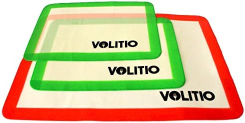 Volitio Silicone Baking Mat Set (1x1/2 & 2x1/4 Sheets) - Set of 3 Non Stick Liners.