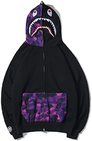 UOREHM Bape Ape Shark Camo Men Women Hoodie Fashion Casual Teenage Adult Sweater Full Zipper Jacket