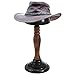 MyGift Vintage Style Black Metal Pedestal Hat Holder Stand with Dome Top Design and Rustic Brown Wood Stem, Tabletop Cap, Fedora, Wig Display Holder