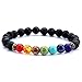 Dolland Men Women Lava Rock 7 Chakras Beads Bracelet Elastic Rope Natural Stone Yoga Meditation Bracelet Bangle