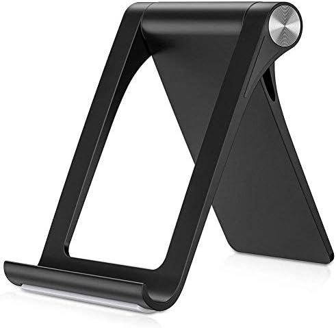 Tenplus Multi-Angle Portable Stand Compatible ZTE Blade A6 5.2", Adjustable Desktop Cell Phone Stand Foldable Rotatable Holder for Phones, Tablets and E-Readers (Black)