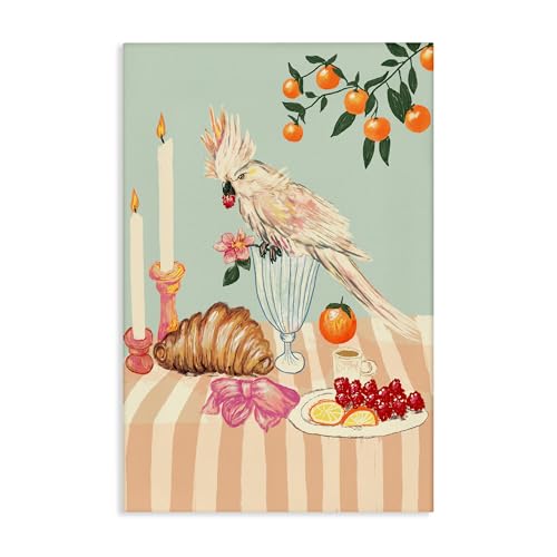 Stupell Industries Breakfast With Cockatiel Bird Canvas Wall Art design by Flor…