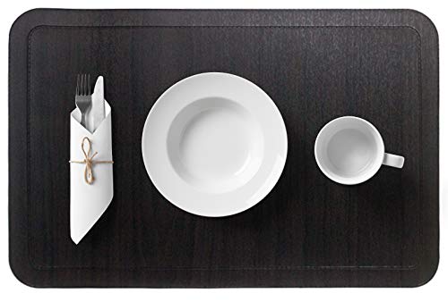 Alpiriral Dining PlaceMats Set of 4 Heat Resistant PlaceMats Easy to Wipe Off Scrub Vinyl Place Mats Washable Table Mats Protect A Table from Messes & with A Nice Looking in Black